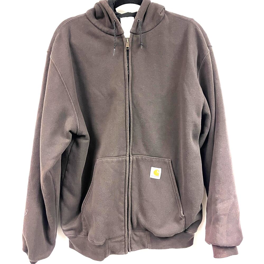 Men's Carhartt chocolate brown full zip hooded sweatshirt large